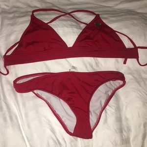Red bikini with cris cross back